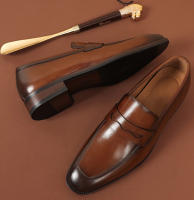 Primera capa de cuero de vaca, zapatos perezosos de un pedal, zapatos casuales de cuero, mocasines. - details 14