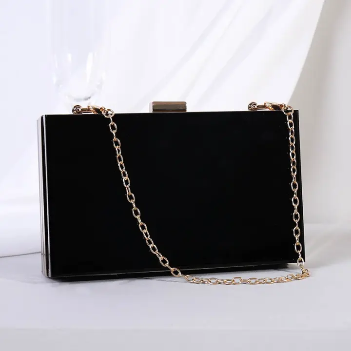 Transparente, Bolsa acrílica, Cadena, Bandolera, Bolsa caja, Pequeña bolsa cuadrada, Señoras, Bolso de noche, Bolsa de embrague - 1