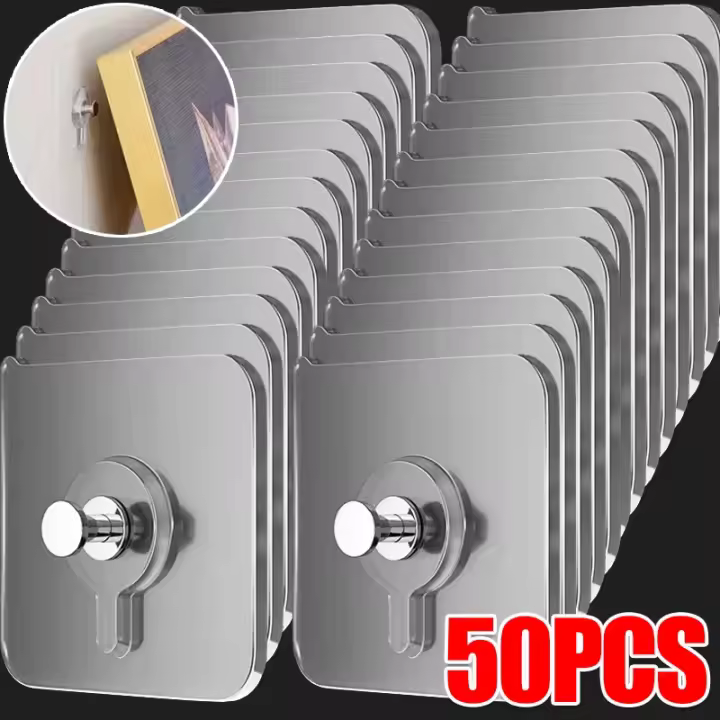 Ganchos de Pared Adhesivos Fuertes Sin Perforación Impermeables Ideal para Cuadros de Imagen, Reloj de Photo Almacenamiento para el Hogar - 1