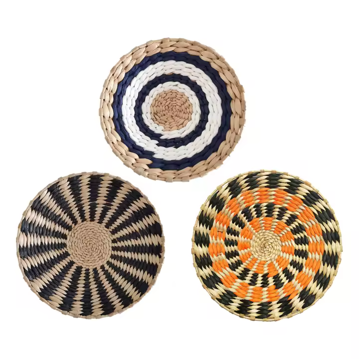 Decoración de Pared de Tejido de Césped de Ratán Boho Cesta de Pared Tejida de Artículos de Hogar - 1
