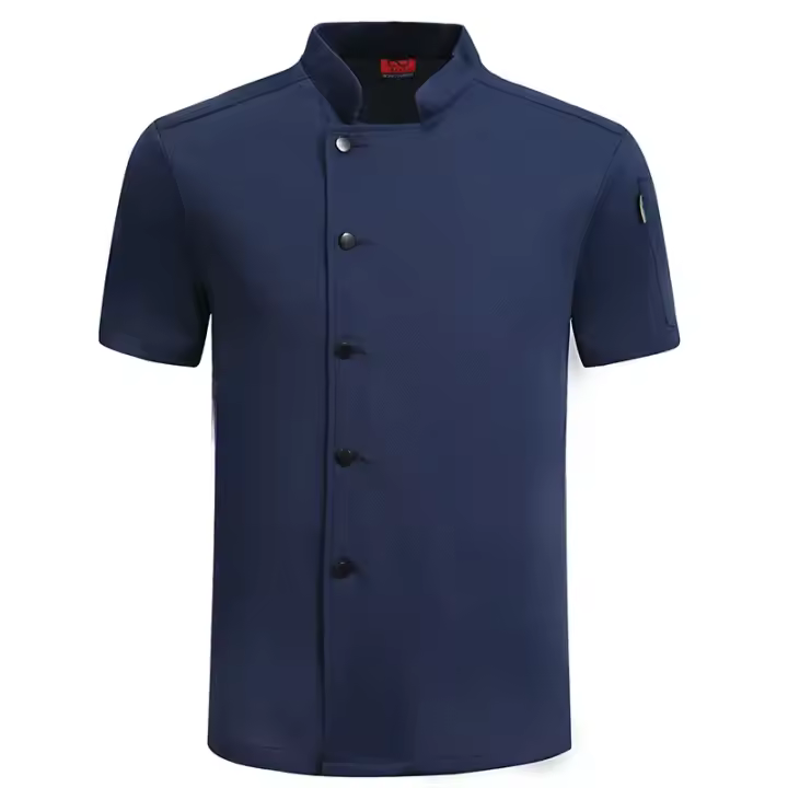 Uniforme de chef de manga corta transpirable para restaurante, camisa de camarero de cocina de hotel - 1