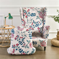 Funda para silla con respaldo alto y estampado elástico, funda para sillón con ala de un solo asiento, forma de 2 piezas - details 36