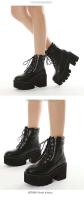 Dropshipping Logo estilo gótico tacones altos zapatos de mujer botas de suela gruesa con cremallera lateral grande - details 8