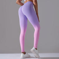 Yoga degradado para mujer, leggings de gimnasio de cintura alta, pantalones deportivos sin costuras, pantalones de entrenamiento para correr - details 12