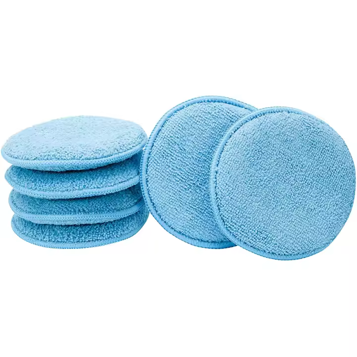 Esponja de encerado para coche, aplicador de cera de microfibra azul, esponjas para el cuidado del coche, 6 paquetes - 1
