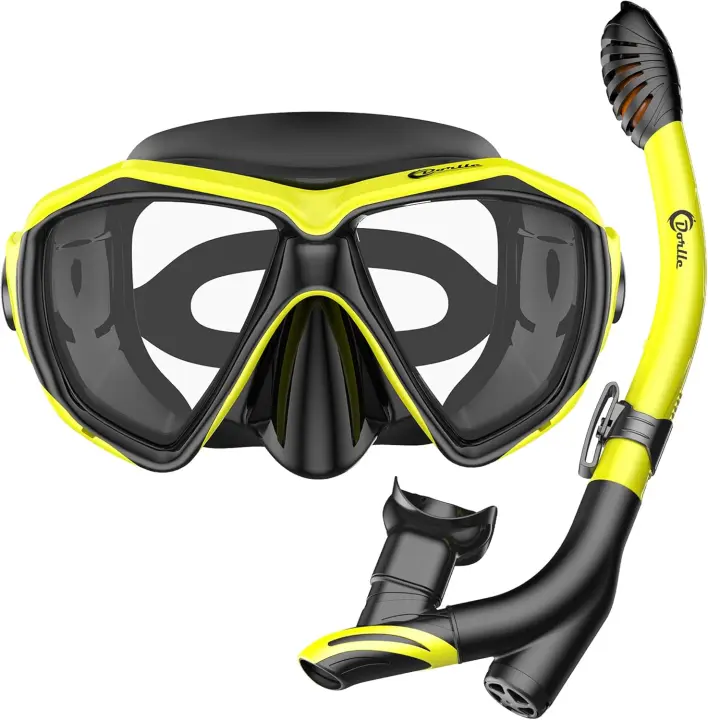 Máscara de Buceo Impermeable de Vidrio Endurecido Antivaho, A Prueba de Fugas con Tubo de Respiración Seco 3 Canales - 1