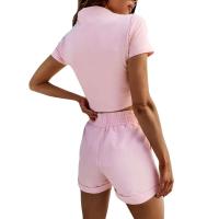 Conjunto de Pantalones Cortos Delgados de Moda Verano 2024 Top Corto Ajustado de Color Sólido y Shorts Estilo Callejero para Mujeres - details 29