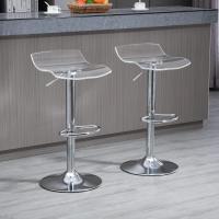 Juego de Taburetes de Bar Temporal Asiento Acrílico y Base de Metal, Giratorio 360°, Altura Ajustable con Reposapiés, Transparente - details 1