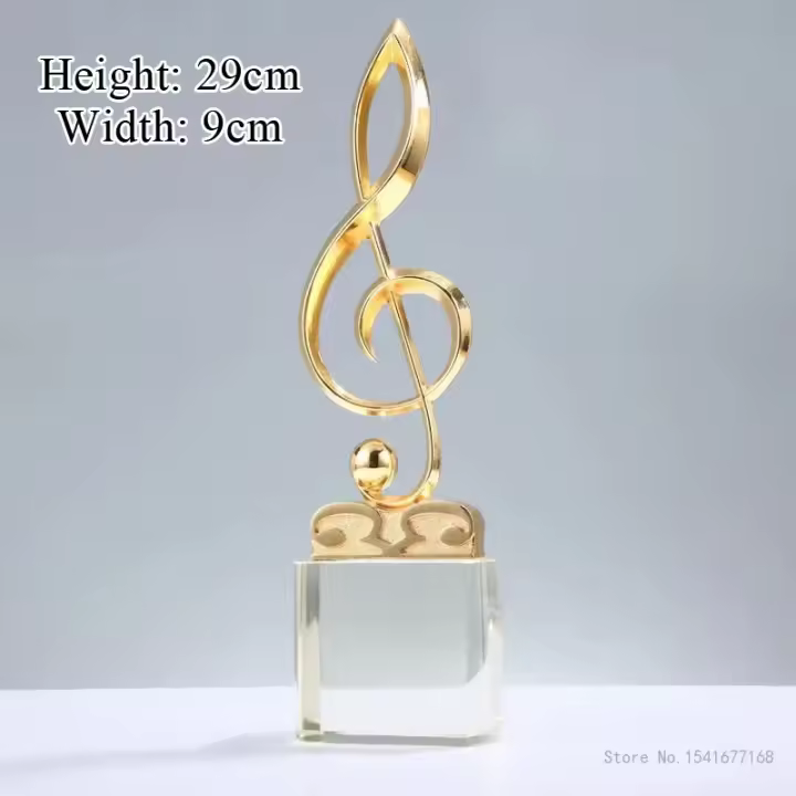 Trofeo de cristal con notación musical personalizada, medalla con letras, excelente cantante, discurso, competencia, premio, oro, plata, cobre, 1 unidad - 1
