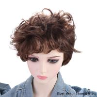 Accesorios para el cabello, peluca corta y rizada a la moda, pelucas onduladas masculinas naturales marrones, extensiones de cabello para hombres guapos, pelo sintético para uso diario - details 4