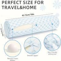 1pc Almohada de Soporte Cervical Refrescante con Tela Tejida Transpirable – Cojín Ergonómico para Alineación de Cuello y Espalda, Funda de Poliéster Extraíble, Cierre de Cremallera, Lavable a Máquina, Azul Claro, Almohada para el Cuello - details 2