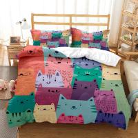 Juego de Ropa de Cama con Estampado de Gato Encantador Funda de Almohada y Juego de Cama de Lujo Queen Estilo Personalizado para Niños - details 3