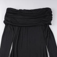 Elegante Vestido de Moda Oscura con Volantes Cuello de Aguja Gótico Largo Vestido Mxi para Mujeres - details 5