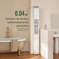 Mueble de baño tipo columna con armario alto, estanterías de baño con 5 estantes abiertos, 2 puertas y 1 cajón, color blanco, 20 x 20 x 180 cm - details 80