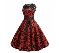 Lace patchwork summer women a line elegant vintage party dress with belt - details 71