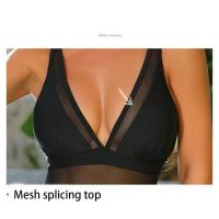 Traje de baño de una pieza con cobertura total de malla con control de barriga para mujer - details 6
