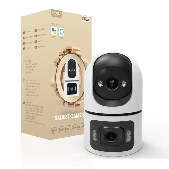Cámara de vigilancia PTZ Tuya HD de 8MP con Wifi para exteriores, lente Dual de 4MP, pantalla Dual, IA, seguimiento automático, cámaras de protección de seguridad IP, vídeo CCTV - 1