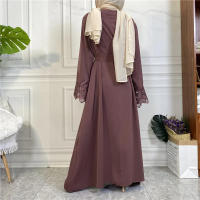 Vestido largo musulmán Abaya Jilbab para mujer, caftán de flores con cremallera de encaje, moda de Color sólido, Abayas de Dubai - details 21