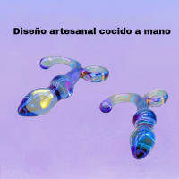 Enchufe Anal de Cristal Azul Morado Dispositivo Intimo para Mujeres y Hombres - details 1