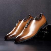 Zapatos de vestir de boda de cuero genuino para hombre, zapatos formales casuales sólidos de goma - details 3