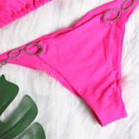 Traje de baño dividido de la correa del color sólido de las mujeres del diamante artificial de los nuevos accesorios del metal atractivo del bikini del día de fiesta - details 25