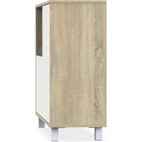 Taburete de Almacenamiento de Madera Roble Blanco Diseño de 2 Puertas y 1 Hueco - details 4