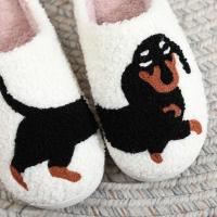 Zapatillas De Casa Para Mujer Con Patrón De Perro Dachshund Bordado Suaves Y Cálidas Antideslizantes Hechas De Algodón Y Poliéster Con Suela Gruesa Para Uso Interior Regalo Para Mamá De Mascota - details 3
