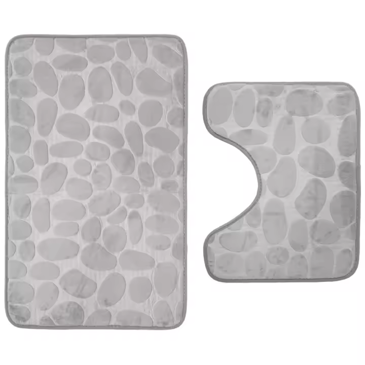 Alfombrilla de baño de 2 piezas, alfombra de baño con contorno en forma de U, absorbente de espuma viscoelástica, lavable a máquina, 1 - 1