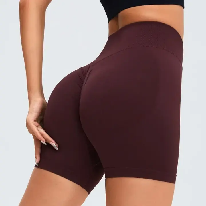 Pantalones cortos deportivos de Yoga sin costuras para mujer, pantalones de chándal de tres cuartos de cintura alta de melocotón, Multicolor, ropa cómoda de secado rápido para Fitness y Yoga - 1