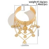 Pulsera de Metal Dorado con Moneda de Hoja Tassel de Brazo Alto para Hombres y Mujeres - details 15