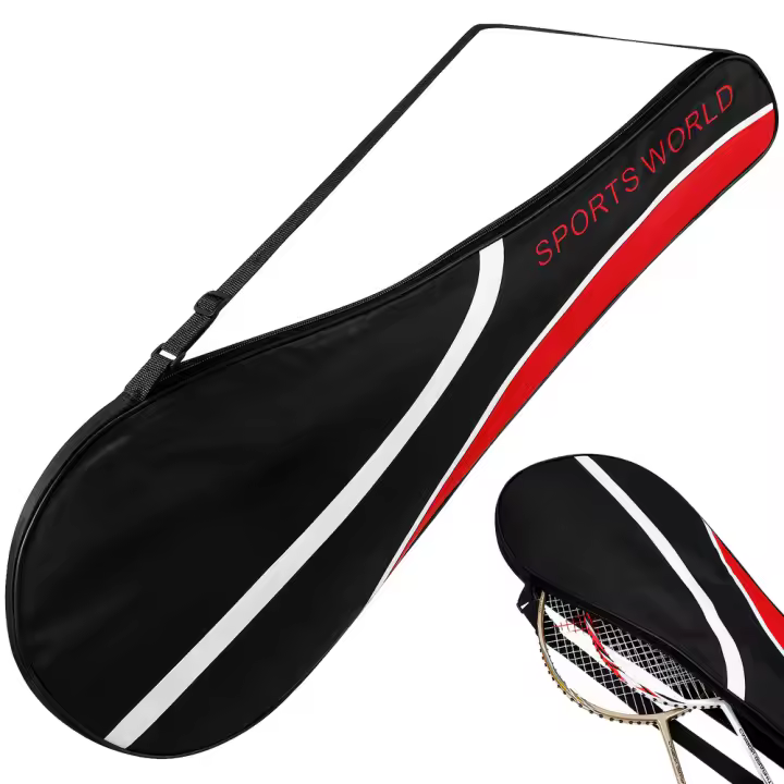 Bolsa para raqueta de bádminton de un solo hombro, funda de tela Oxford de 70cm para almacenamiento de tenis, negro o rojo - 1