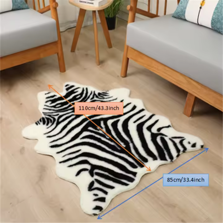 1 Alfombra De Piel De Vaca Sintética De Alta Calidad, Alfombras Lavables Y Duraderas Con Estampado De Vaca, Apta Para - 1