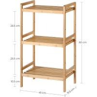 Estantería de bambú con 3 niveles para baño, cocina, dormitorio, 45 x 31,5 x 80 cm, - details 2