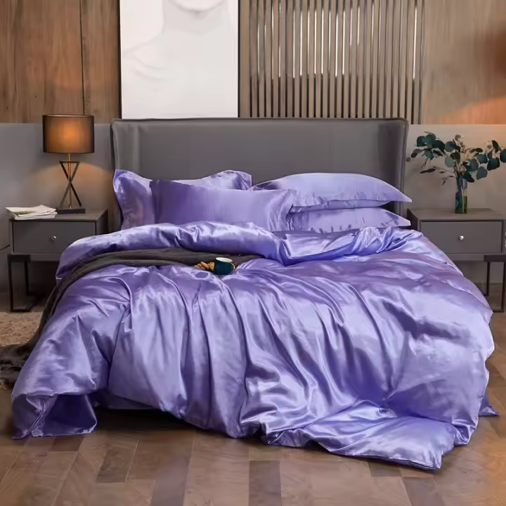 Juego de Ropa de Cama de Color Sólido Lujo Rayon Satén Funda de Edredón Kit de Tamaño Twin Queen King 2pcs/3pcs/4pcs - 1