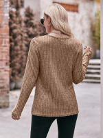 Camiseta lisa de manga larga para mujer, Jersey informal versátil de Color liso con cuello redondo, ajustado, ropa de otoño, novedad de 2023 - details 25