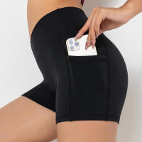 Pantalones cortos de gimnasio para mujer, yoga con bolsillo, leggings Fiess, pantalones cortos de cintura alta - details 7