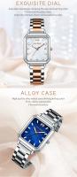 Reloj cuadrado mini de lujo para mujer con esfera de nácar, correa luminosa de acero inoxidable, reloj de moda, regalo para mujer - details 3
