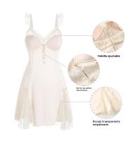 Elegante Vestido de Noche de Talla Grande con Escote Profundo Manga Abullonada, Sin Espalda, Almohadilla de Pecho Plus Ropa de Casa de Moda para Mujeres - details 9