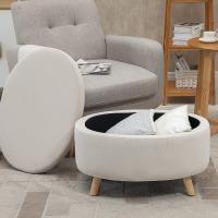 Taburete de Almacenamiento de Terciopelo Puff Tapizada con Tapa Extraíble Patas de Madera - details 6