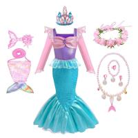 AmyStylish Niñas Princesa Sirena Ariel Cosplay Halloween Fiesta de Cumpleaños Verano Playa Vacaciones Vestido - details 78