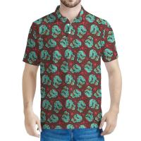 Polo con estampado 3D de dibujos animados de zombies para hombre, top Haruku de manga corta con cuello y botones, Eye of the Brain, verano - details 1