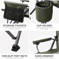 Silla de Camping Plegable 230KG Cargable Silla Plegable 62cm Anchura de Asiento con Bolsillo Lateral y Portavasos Silla Plegable de Gran Tamaño para Camping Exterior Balcón Jardín - details 22