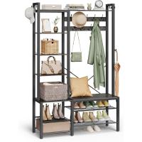 Perchero con Banco Zapatero 5 Estantes de Almacenaje y 9 Ganchos para Ropa Tamaño 40 x 120 x 190cm - details 0