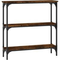 Mesa consola con estantes, 75 x 22,5 x 75 cm, muebles de salón, entrada, mesa de acento, mesa de pasillo estrecha con estantes, mesa de exposición, madera - details 2