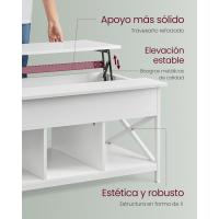 Mesa de Central con Tablero Elevable Estilo Rústico Marrón y Negro Ideal para Dormitorio con Espacio Abierto y Oculto Forma de X - details 34