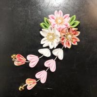 Accesorios Hanfu, tocado de Kimono japonés, estilo antiguo, hecho a mano, flor de Sakura, Clip para el cabello, horquilla de flores con borlas de tela dulce - details 7