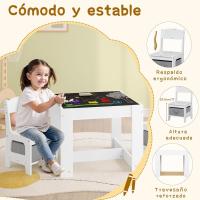 2 Sillas para Niños Mara, Muebles con Espacio Almacenamiento, Escritorio Blanco Reversible con Pizarra y Rodillo Papel - details 1