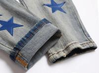 2025 otoño nueva moda hombres High Street Blue Star bordado parche Jeans hombres Slim Fit pantalones vaqueros Vaqueros Hombre - details 9