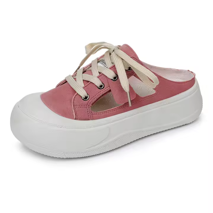 Zapatos de las mujeres 2025 verano nuevo transpirable casual tela zapatos de las mujeres de suela suave de moda versátil de las mujeres de la mitad de arrastre resistente al desgaste zapatos individuales - 1
