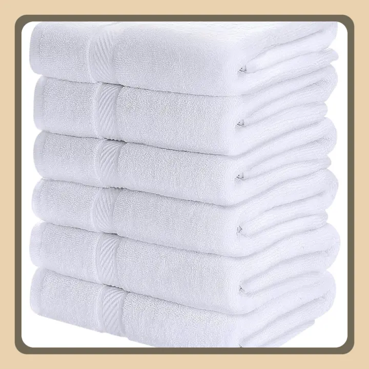 Utopia Towels Paquete de 6 Juego de Toallas de baño, 100% algodón Hilado en Anillo (60 x 120 CM) Alta absorción, Secado rápido, Toallas de Hotel, SPA y baño de Primera Calidad (Blanco) - 1